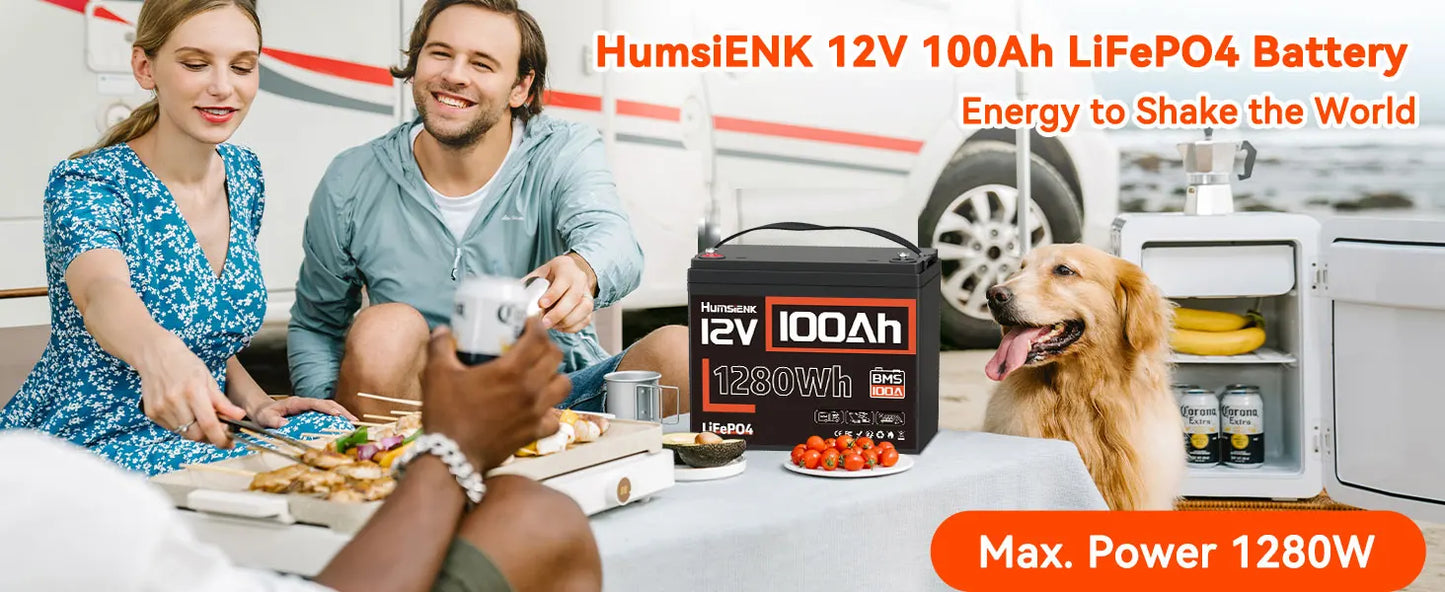 Humsienk 12V 100Ah LiFePO4 Battery Pack With 100A BMS