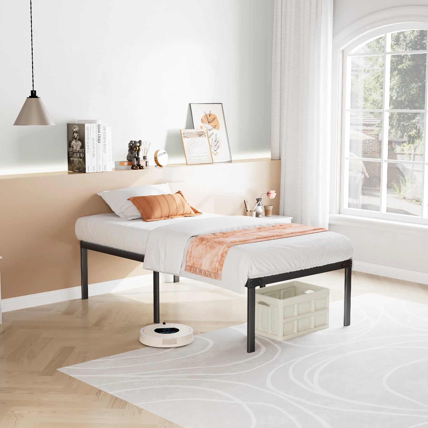 JHK Steel Bed Frame With Slat Support