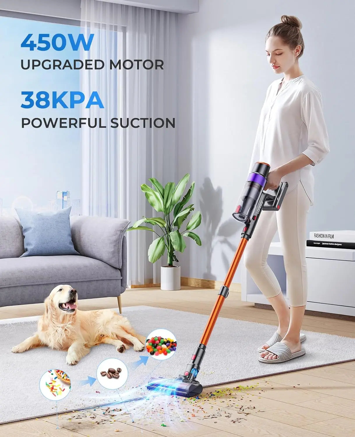 LARESAR Elite 8 Cordless Vacuum Cleaner Handheld, 450W, 55-Min Runtime