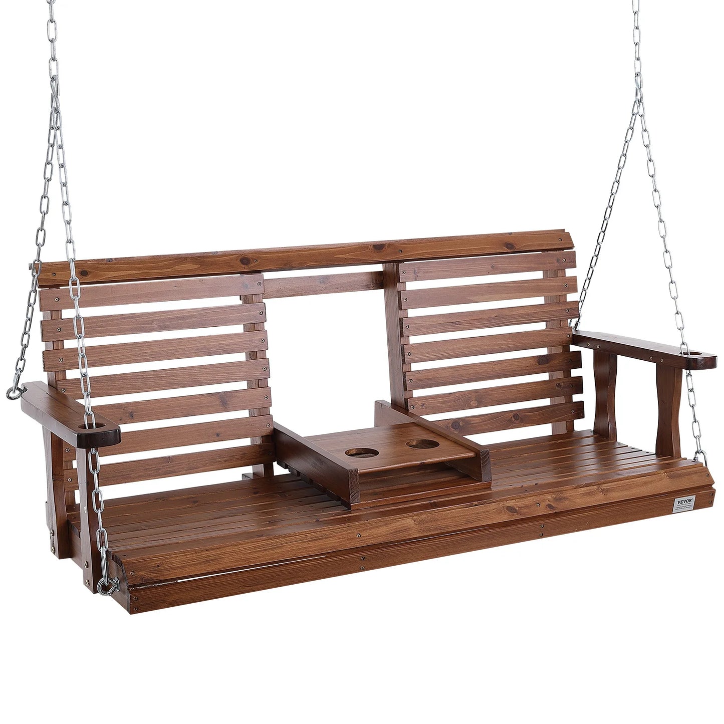 SucceBuy Wooden Porch Swing Outdoor Patio Bench Garden Seat