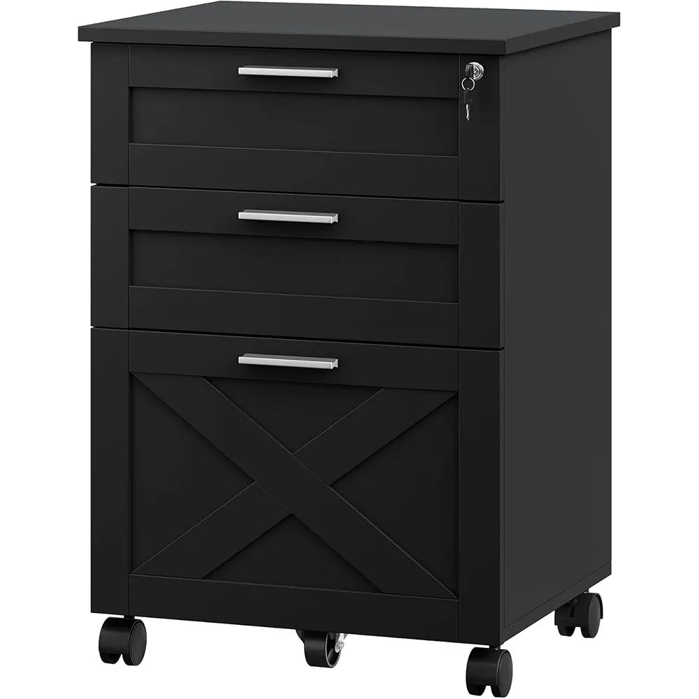 HiMISS 3-Drawer Rolling File Cabinet With Lock For Office