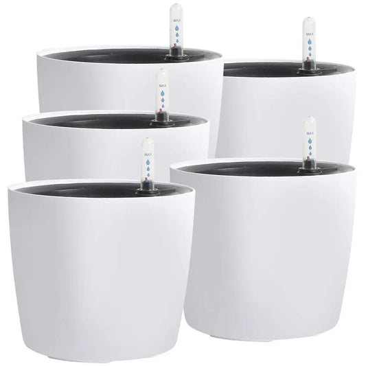 Self Watering Flower Pot Set With Water Level Indicator