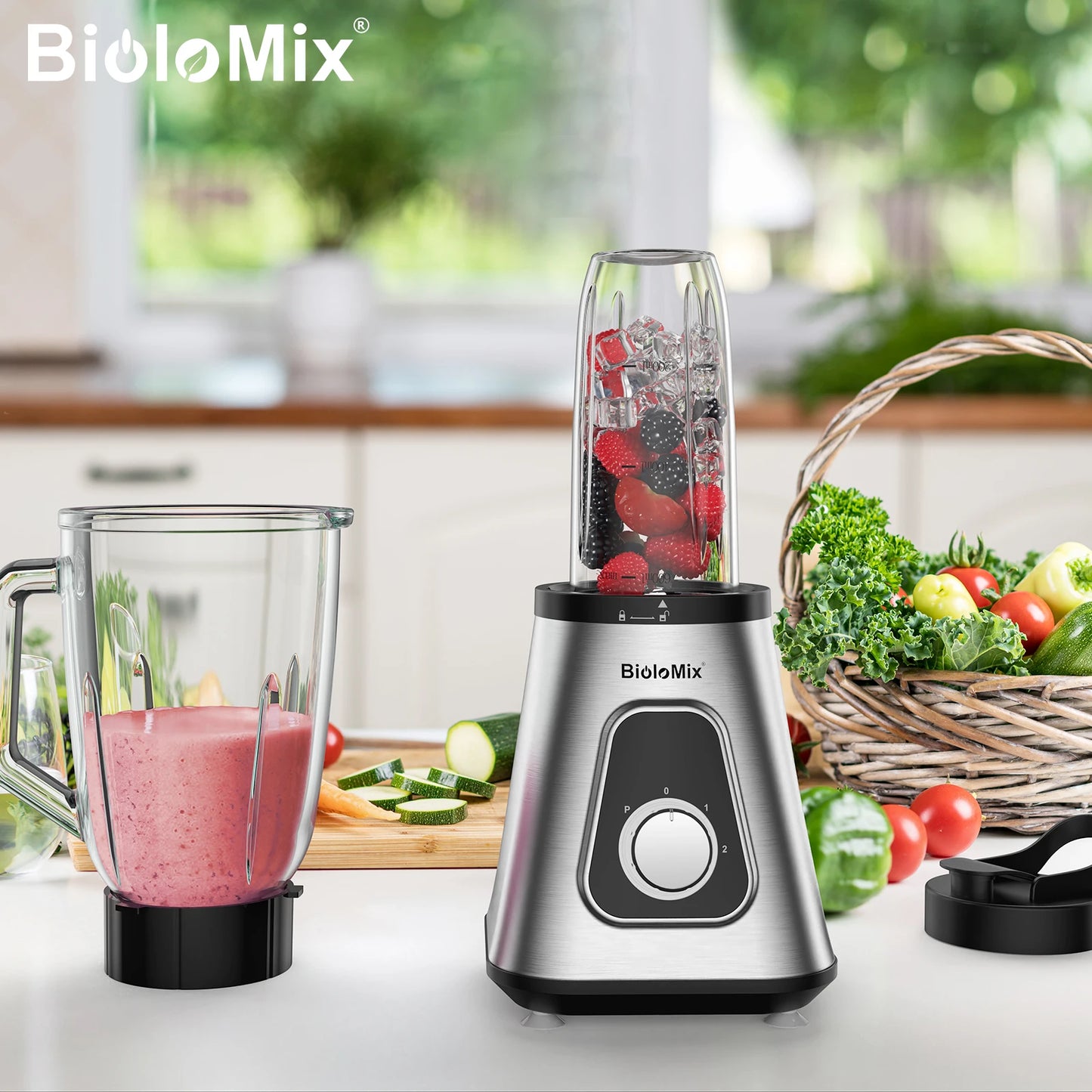 Biolomix 1300W Smoothie Maker With 1.5L Glass Jar Kitchen