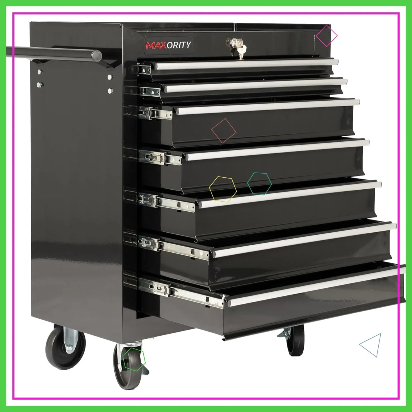 Heavy-Duty 7-Drawer Rolling Tool Chest Cabinet With Lock Mobile Cart