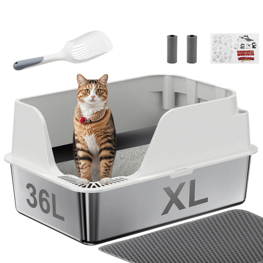 Stainless Steel Cat Litter Box Extra Large Splashproof