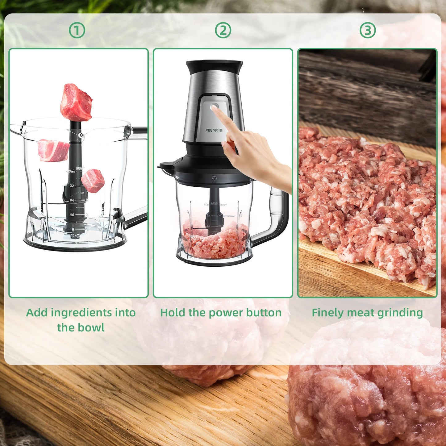 Biolomix Three In One Multifunction Food Processor 700W