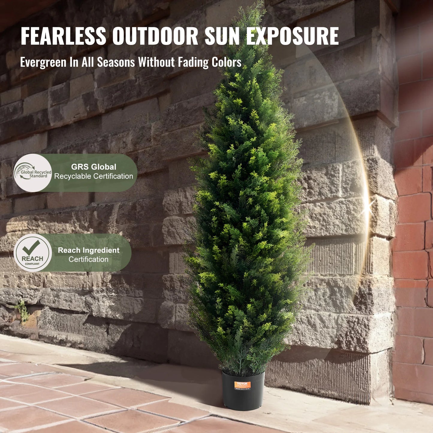 SucceBuy Artificial Cedar Topiary Tree For Outdoor Decor