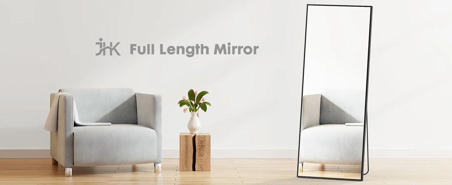 JHK Full Length Wall Mirror With Aluminum Alloy Frame Stand
