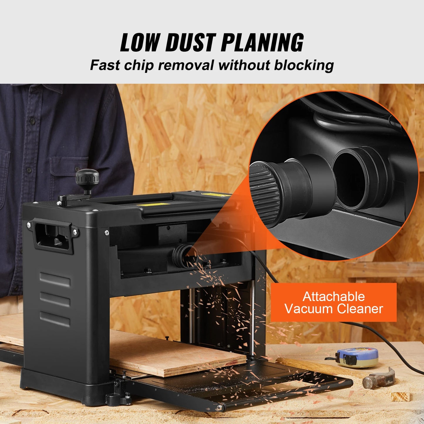 SucceBuy Thickness Planer 15-Amp 1800W Benchtop With Two-Blade