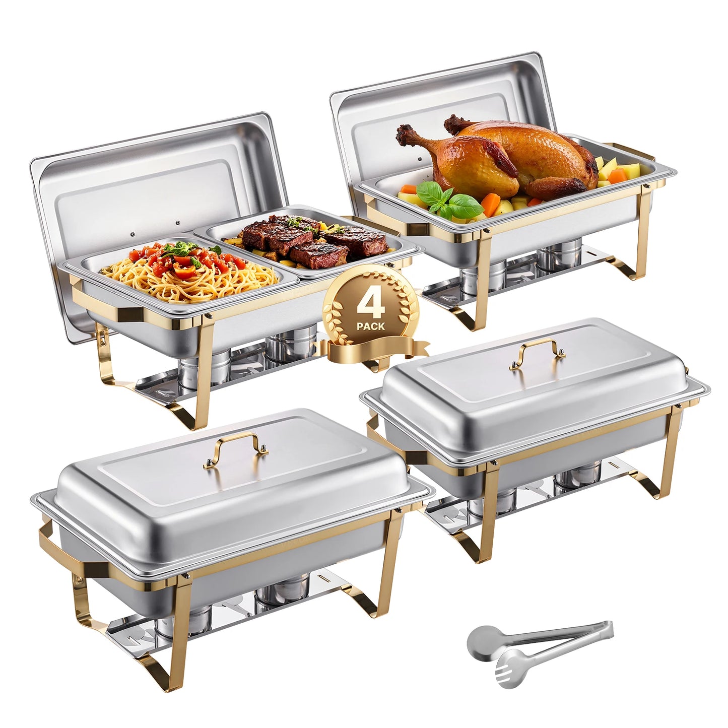 SucceBuy Rectangle Chafing Dish Buffet Warmer Server Set Of 2 4 6 Packs