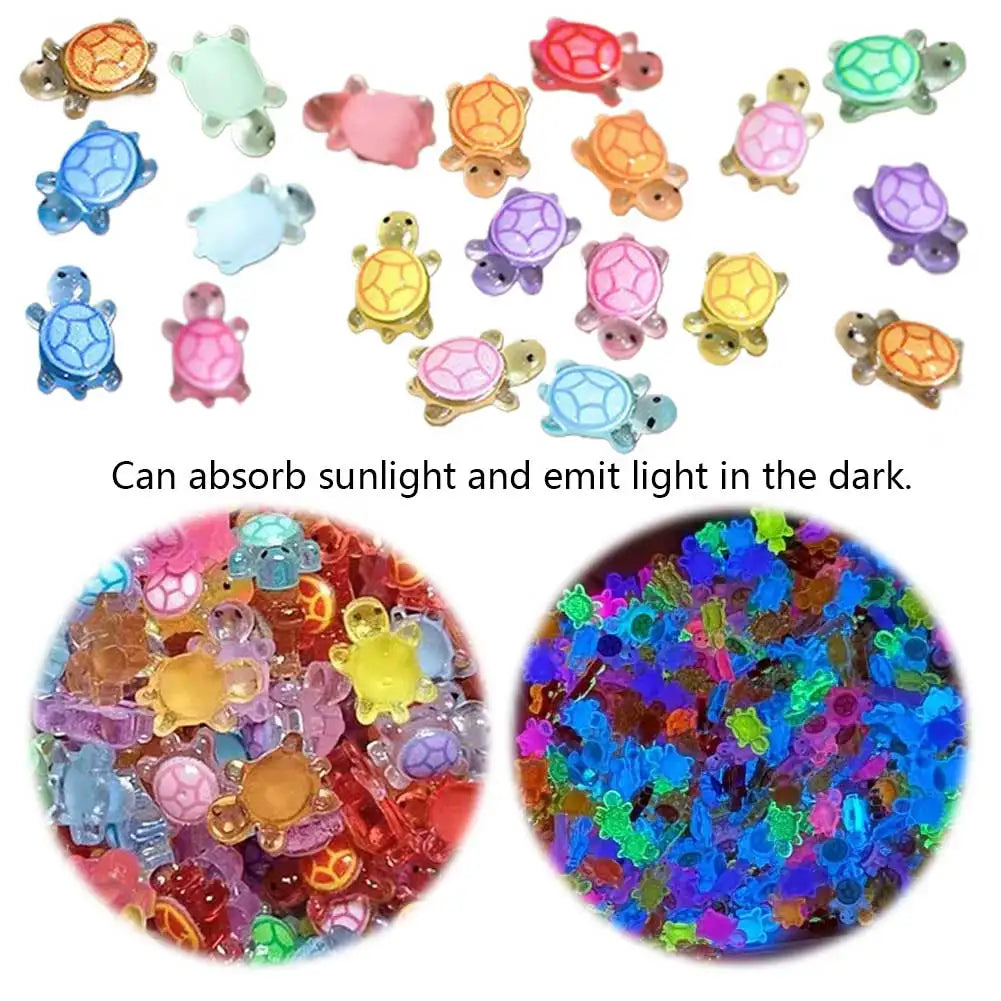 APWIKOGER Mini Resin Turtles Night Glow Figurines For Diorama