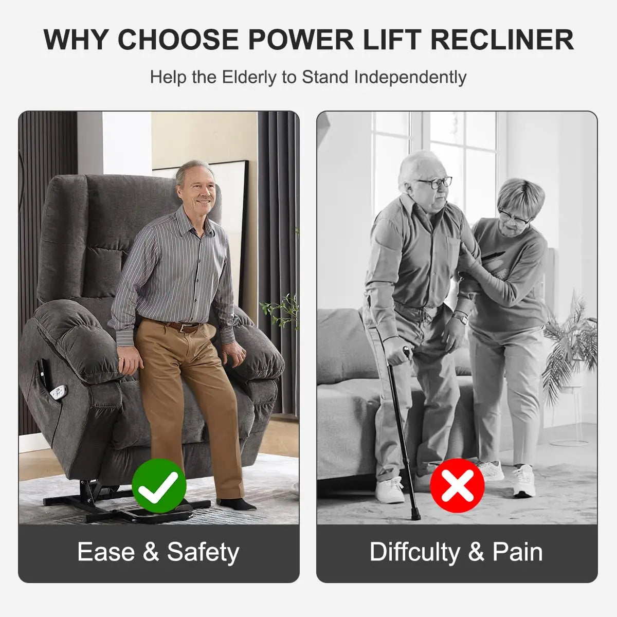 Guangbai Power Lift Recliner Chair With Vibration Massage And Heating