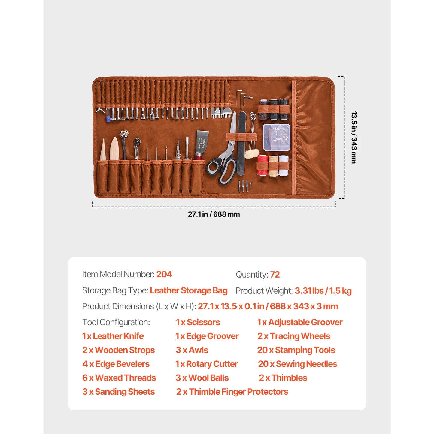 SucceBuy Leather Working Tools Kit 92 Piece Set Pro