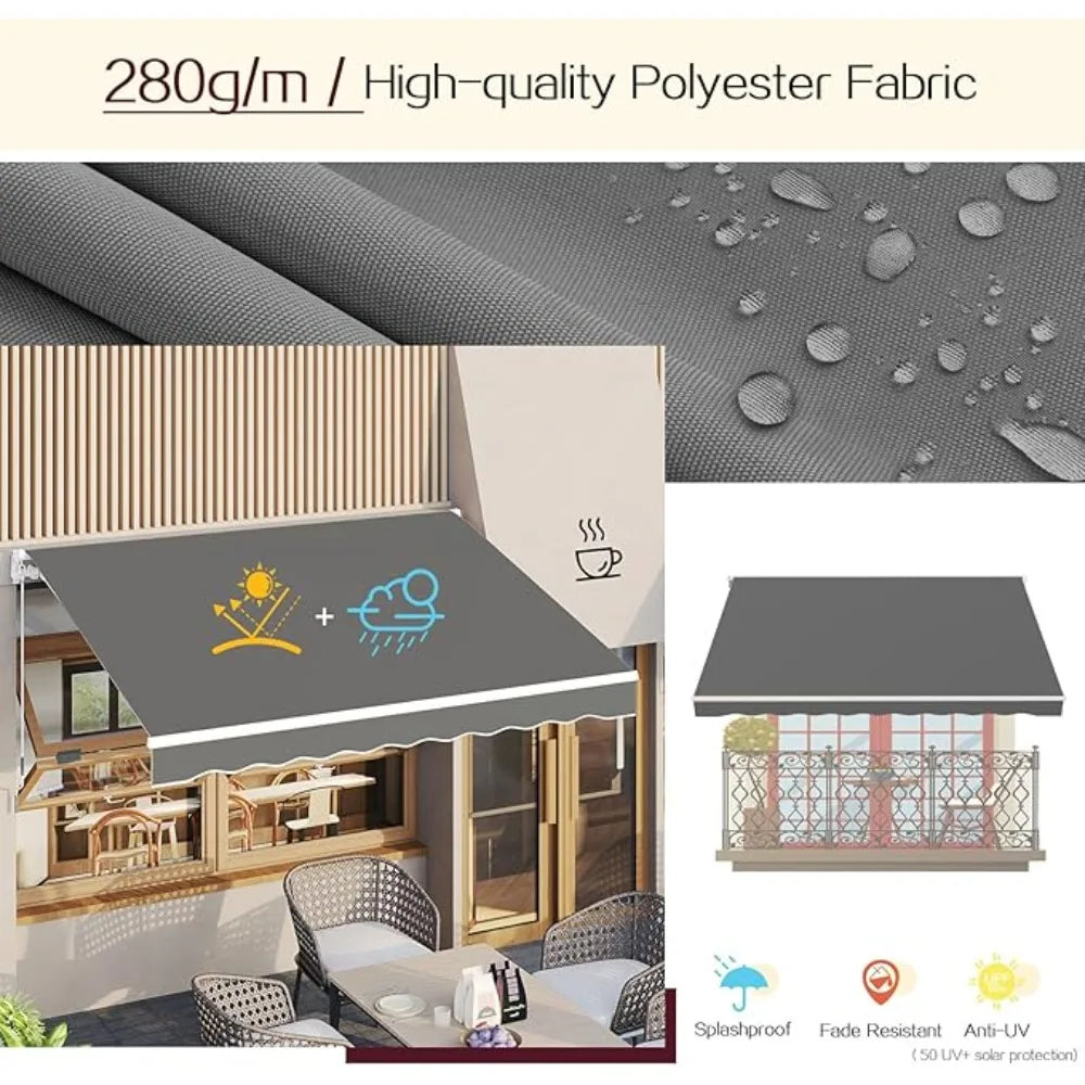 Manual Retractable Awning For Patio Sun Shade Shelter