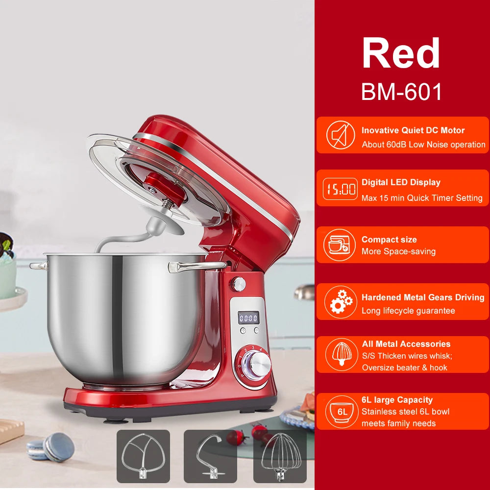Biolomix BM601 Stand Mixer With 1200W Motor And 6 Speed