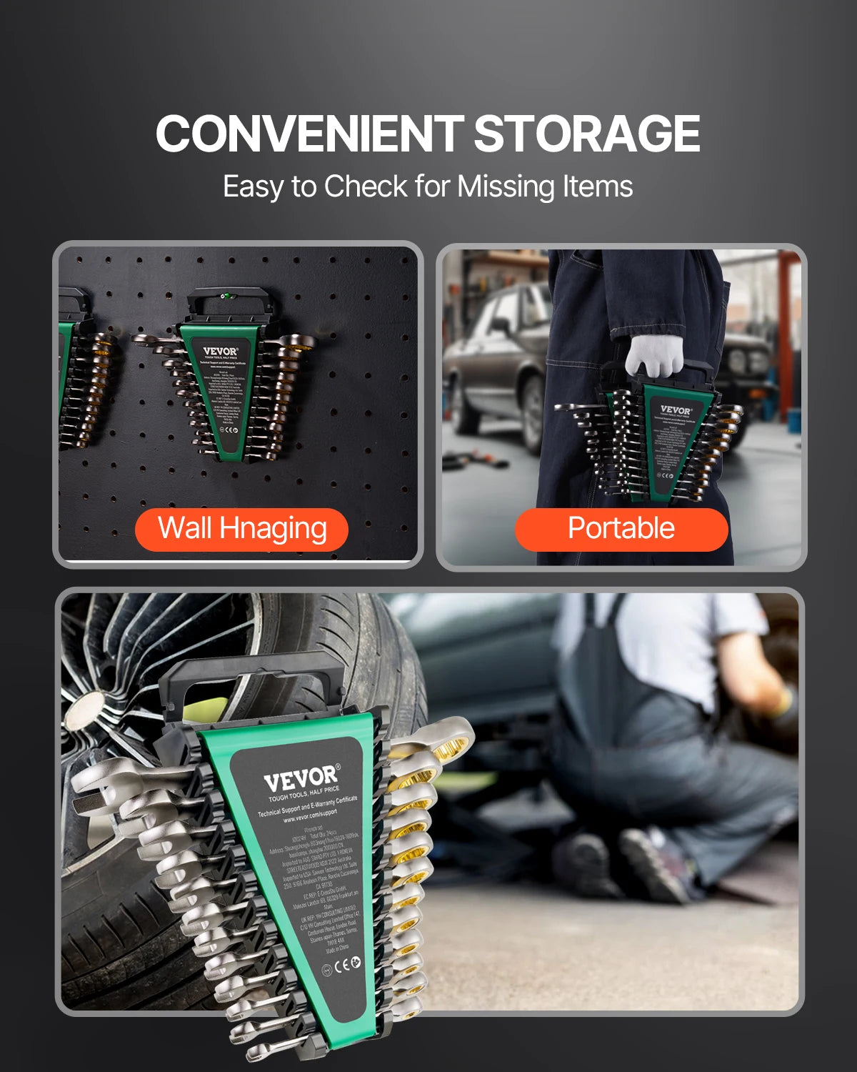 SucceBuy 24/30-Piece Ratcheting Wrench Set With Organizer Cr-V SAE Metric