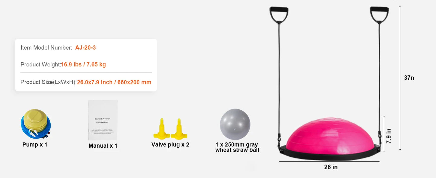 SucceBuy Half Exercise Ball Trainer With Resistance Bands