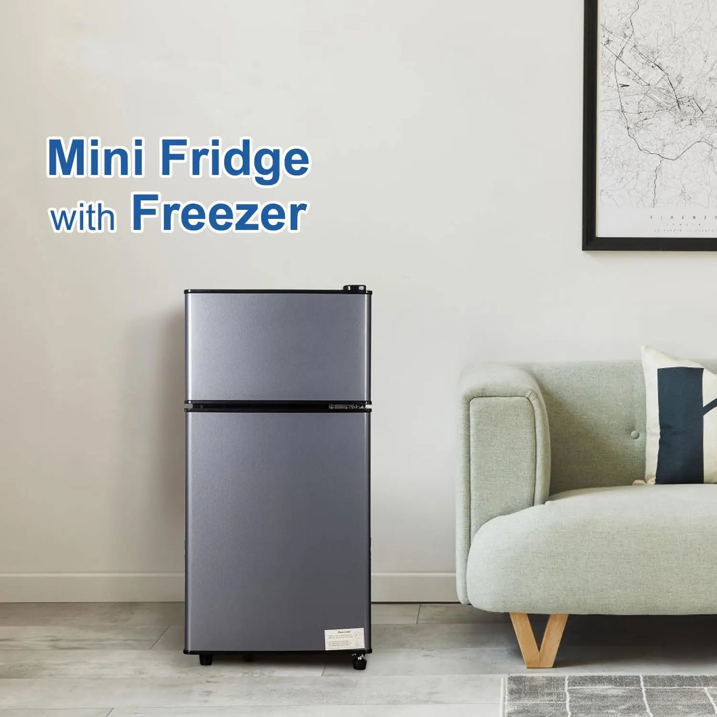 Krib Bling Mini Fridge With Freezer Energy Efficient Dual Doors