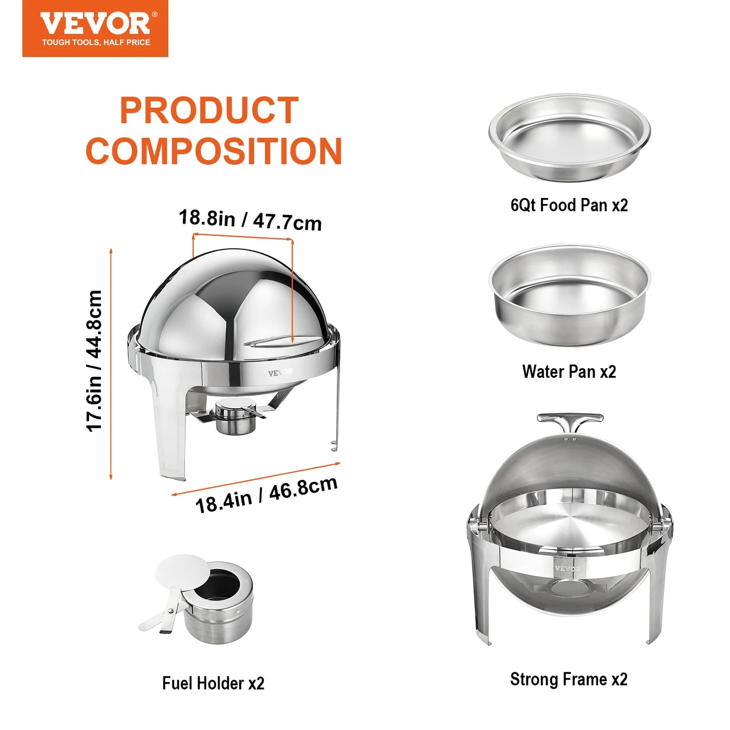 SucceBuy Stainless Steel Chafing Dish Buffet Set Two Pack