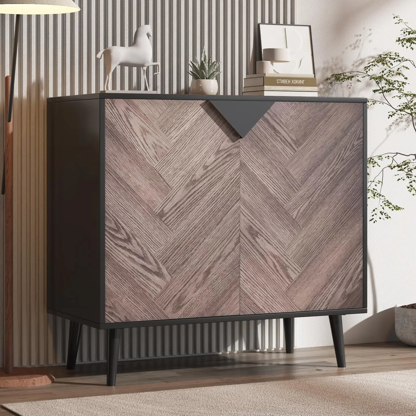 HiMISS Modern Storage Cabinet With Shelf And Doors For Living Room