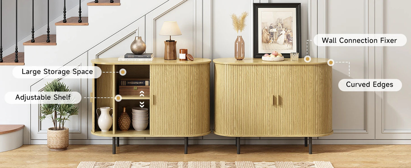 ONBRILL Modern Sideboard Buffet Cabinet With Sliding Doors And Shelves