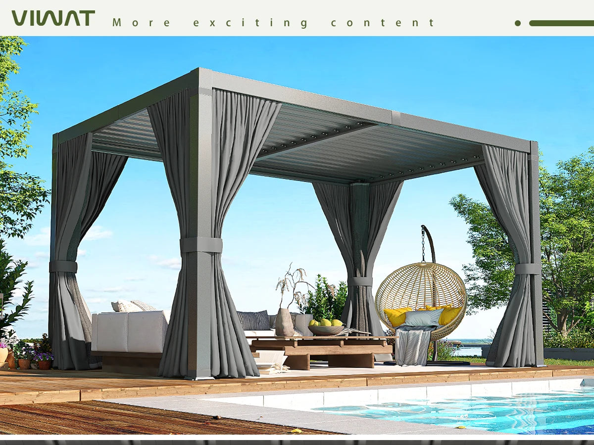 VIWAT Louvered Pergola Gazebo With Waterproof Roof For All Weather Outdoor