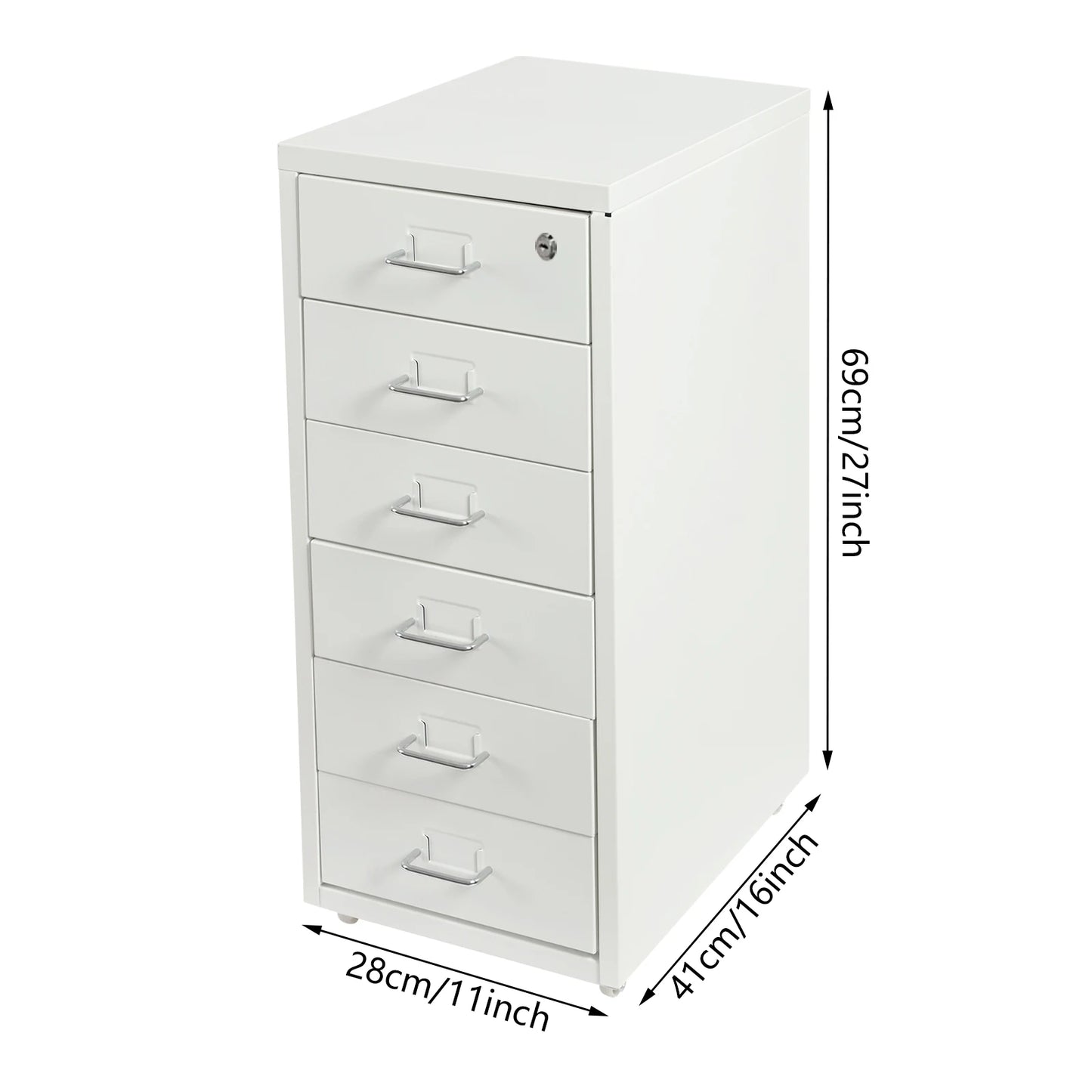 6 Drawer File Cabinet With Lock Metal Rolling Organizer For Office