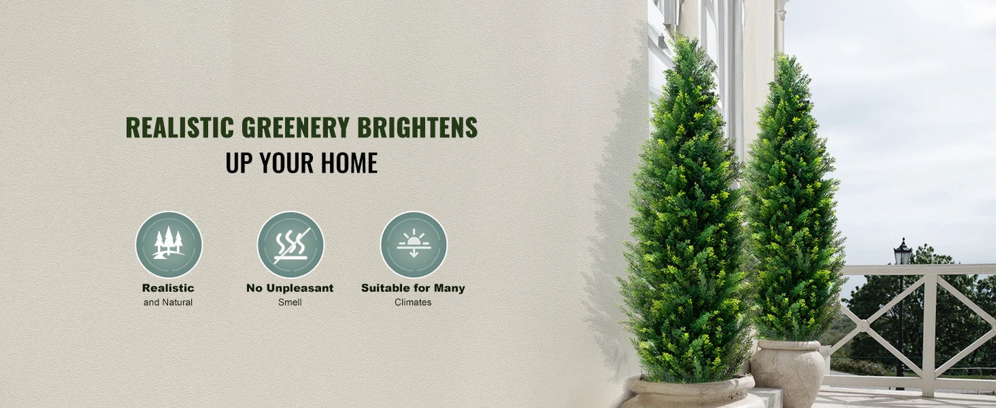SucceBuy Artificial Cedar Topiary Tree For Outdoor Decor