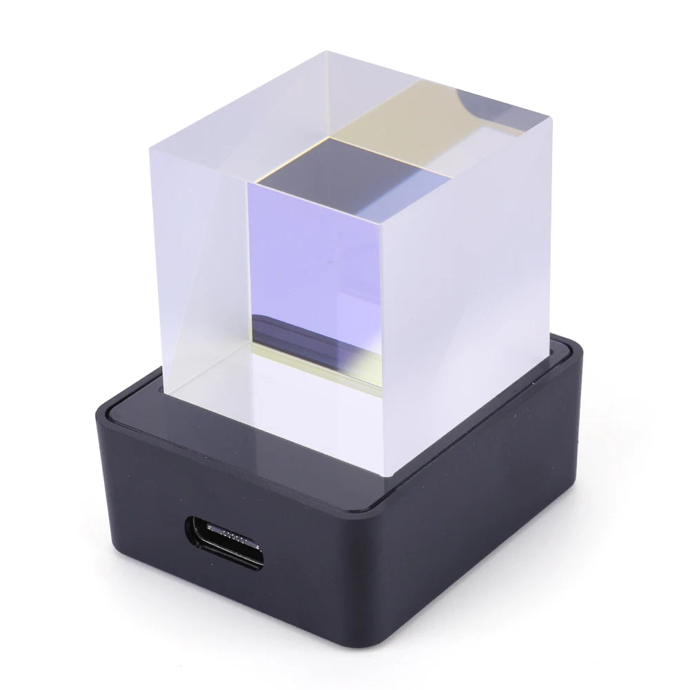 Alloet Crystal Cube Holographic Photo Display Weather Desk Clock