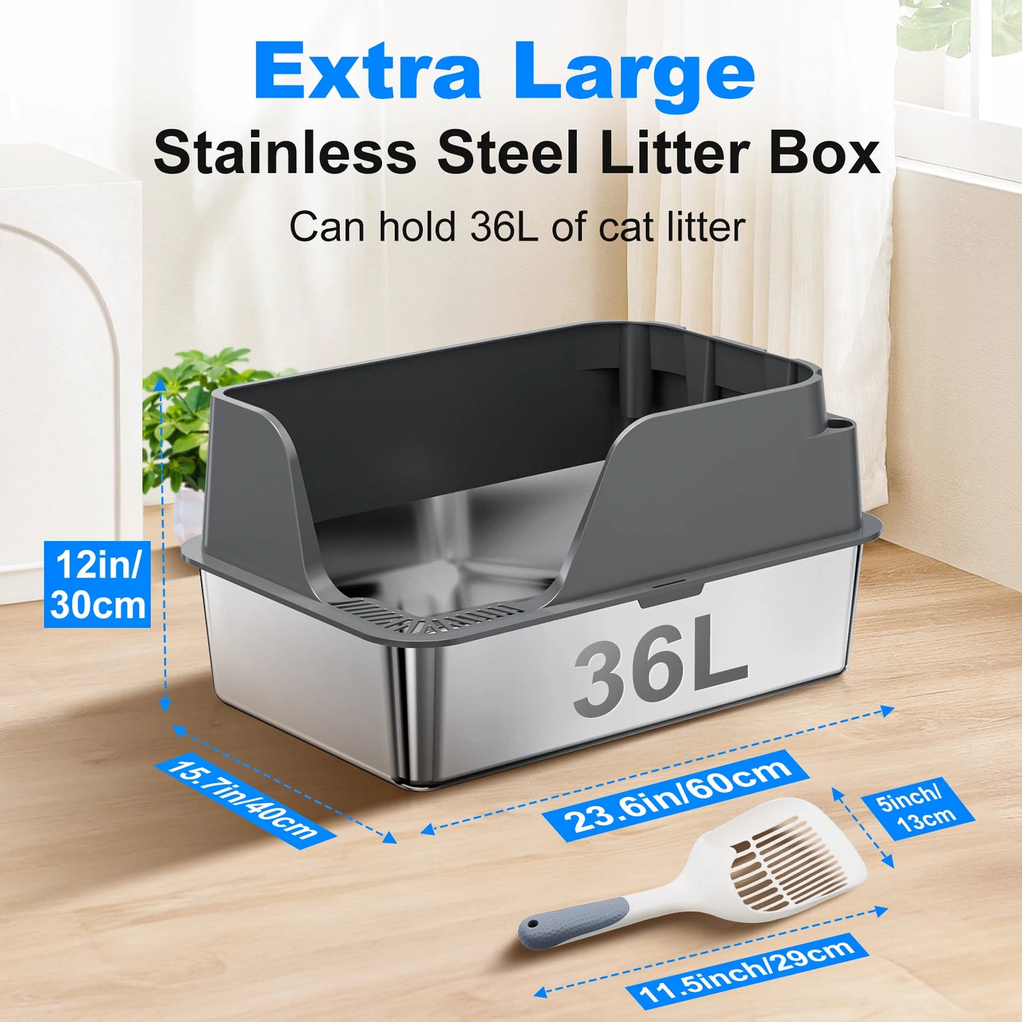 Stainless Steel Cat Litter Box With Lid Splash Proof And Leak Proof