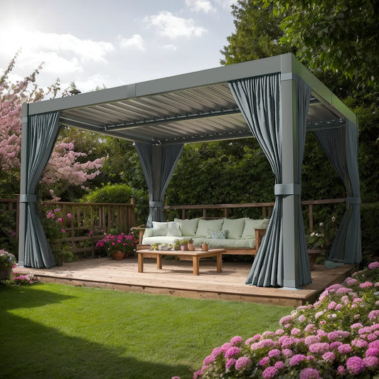 VIWAT Louvered Pergola Aluminum Gazebo With Waterproof Roof