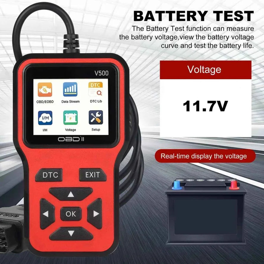 V500 OBD2 Scanner Code Reader With Color Screen And ECU Health