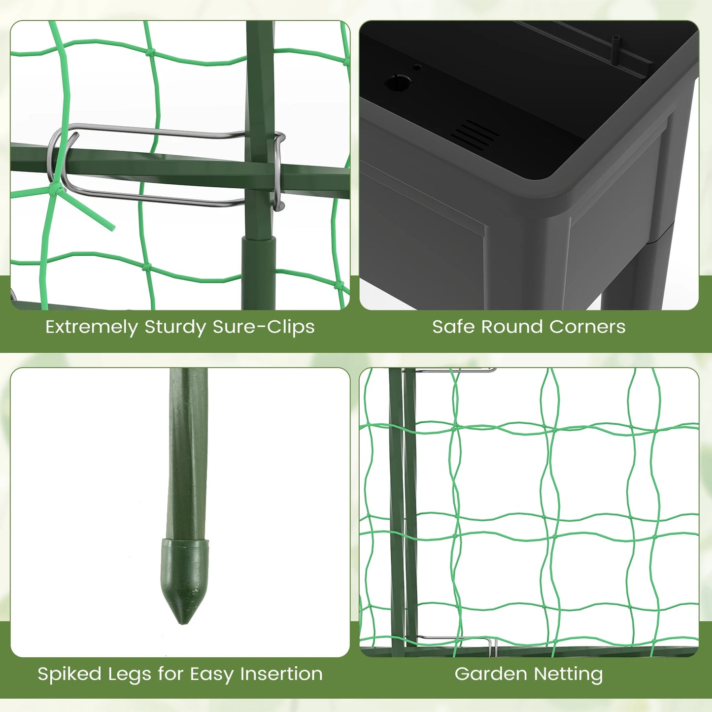 Raised Garden Bed Planter Box With Climbing Trellis Water Indicator
