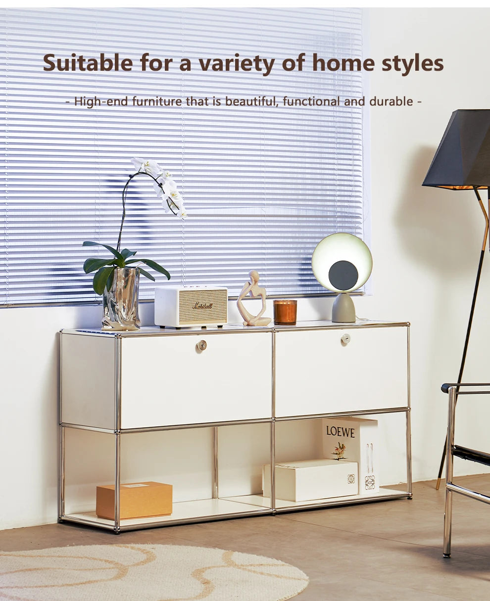 Bigcityfur TV Stand Metal Storage Cabinet for Living Room