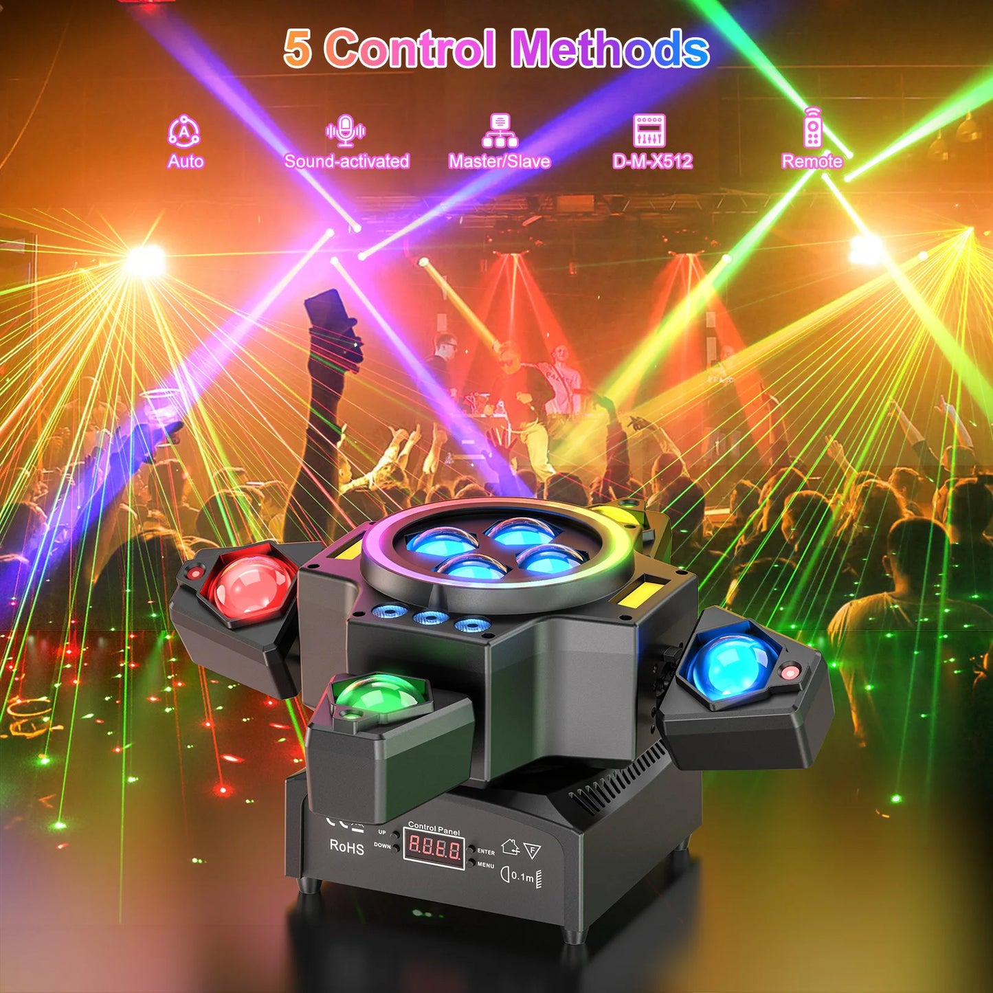 Rudderstar 120W RGBW Moving Head Light With Beam Effects