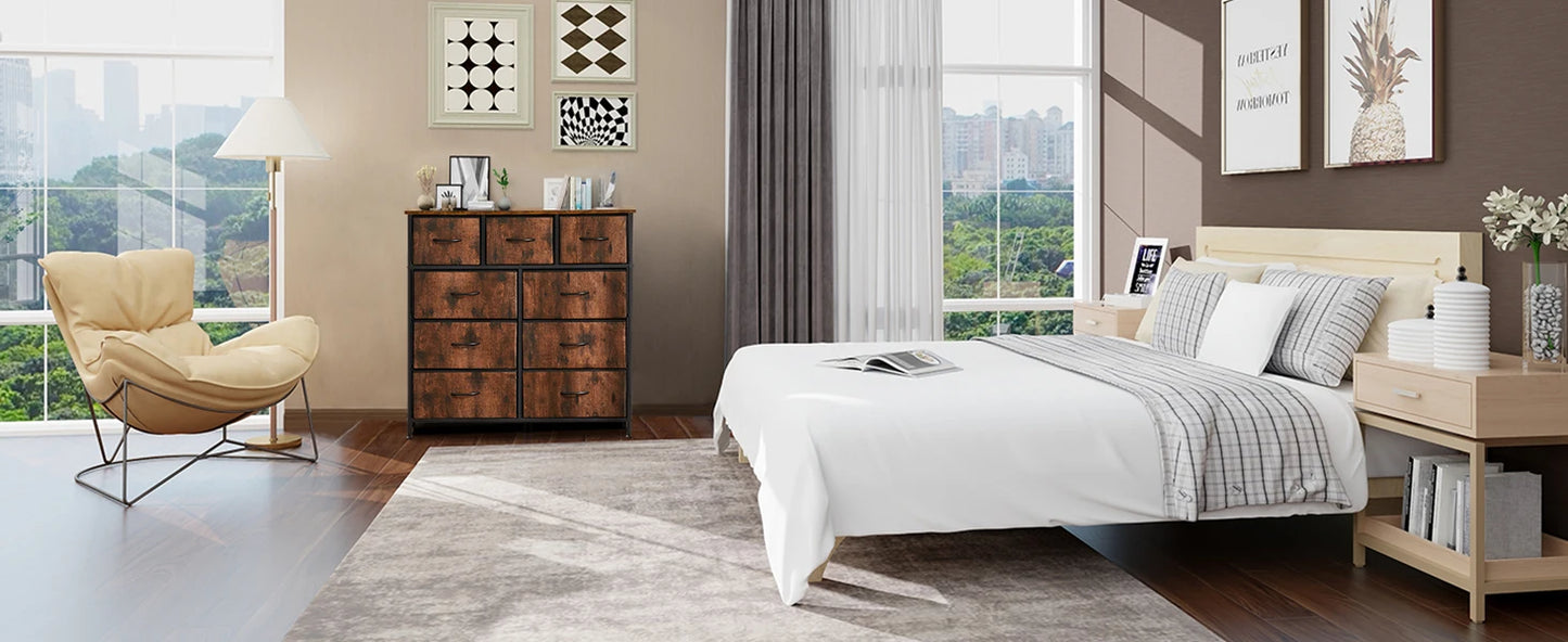 JHK Dresser With Nine Fabric Storage Drawers For Bedroom