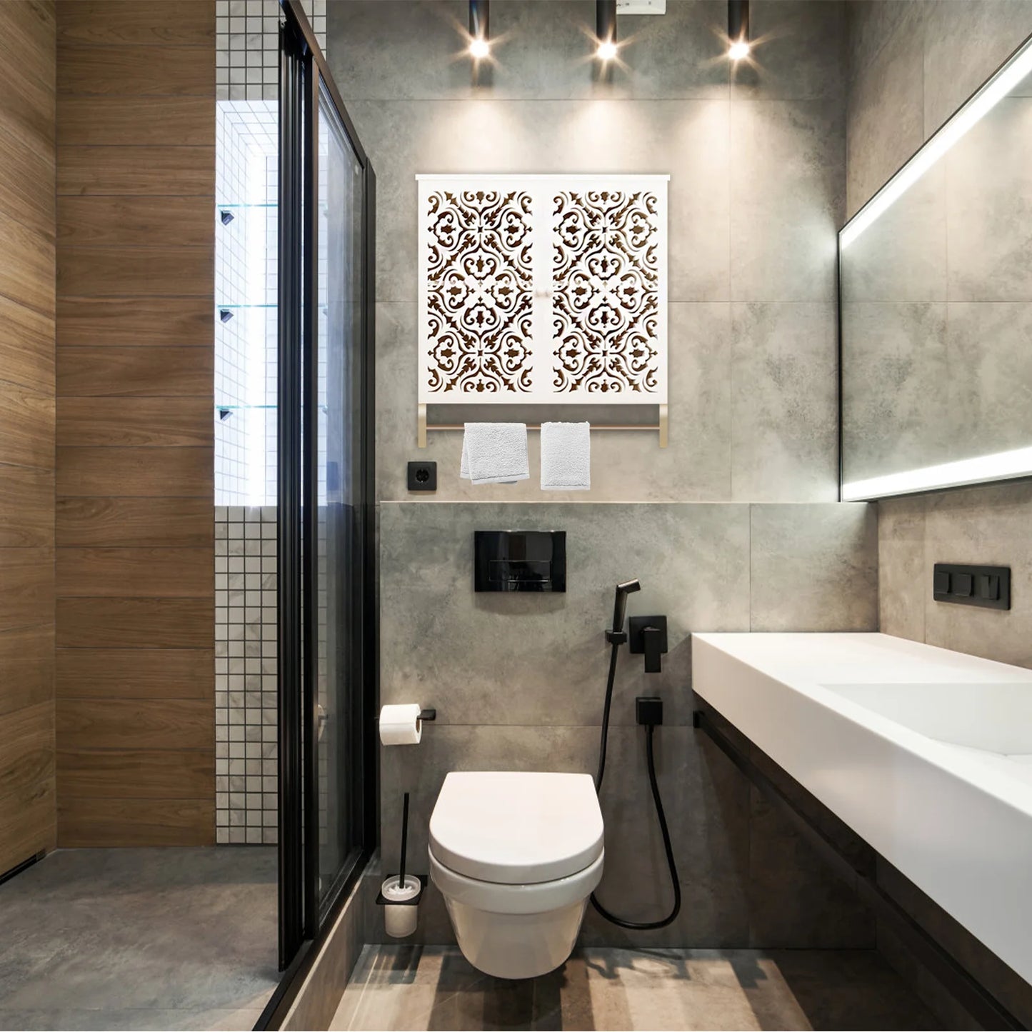 Bathroom Wall Cabinet With Towel Bar Over Toilet Space Saver