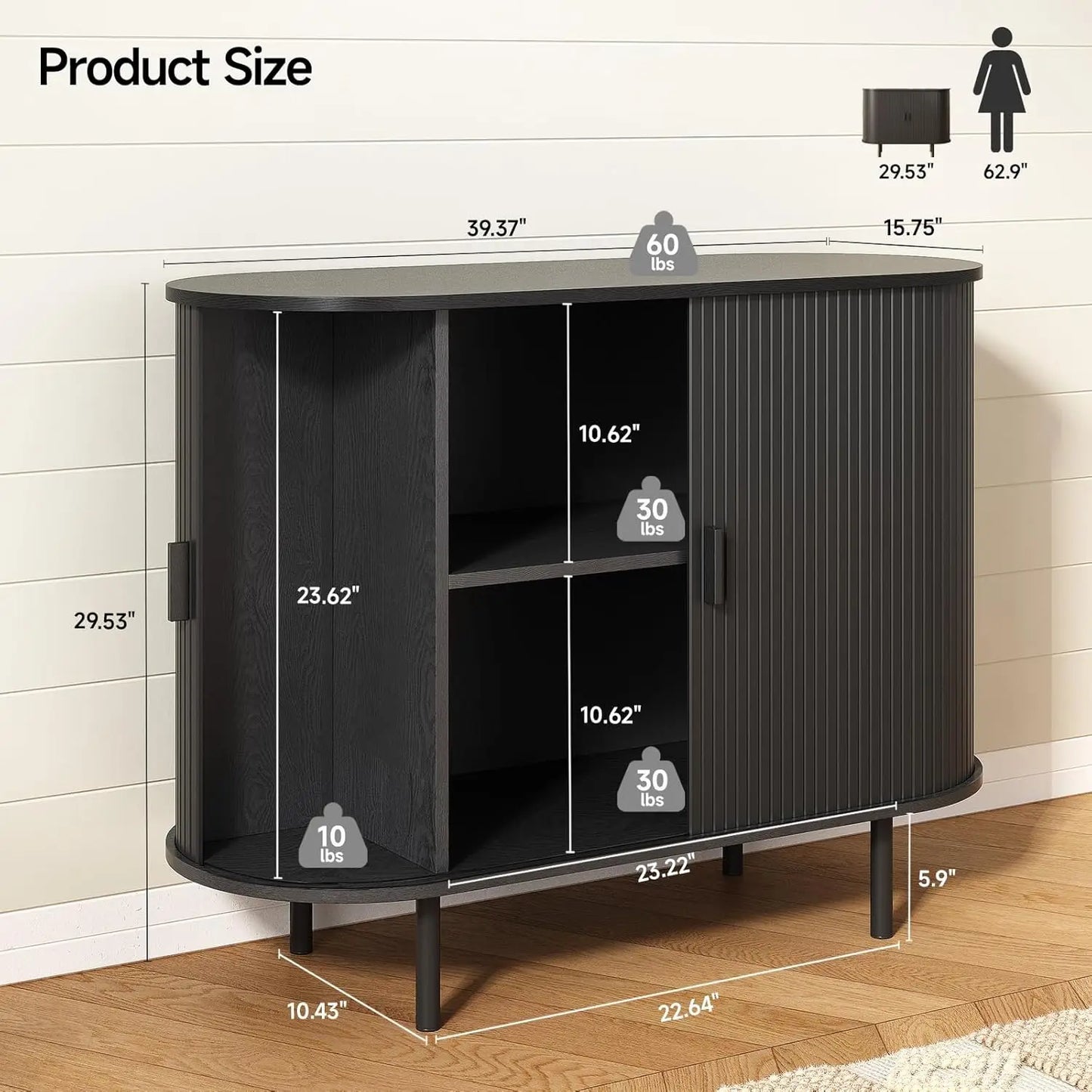 ONBRILL Modern Sideboard Buffet Cabinet With Sliding Doors And Shelves
