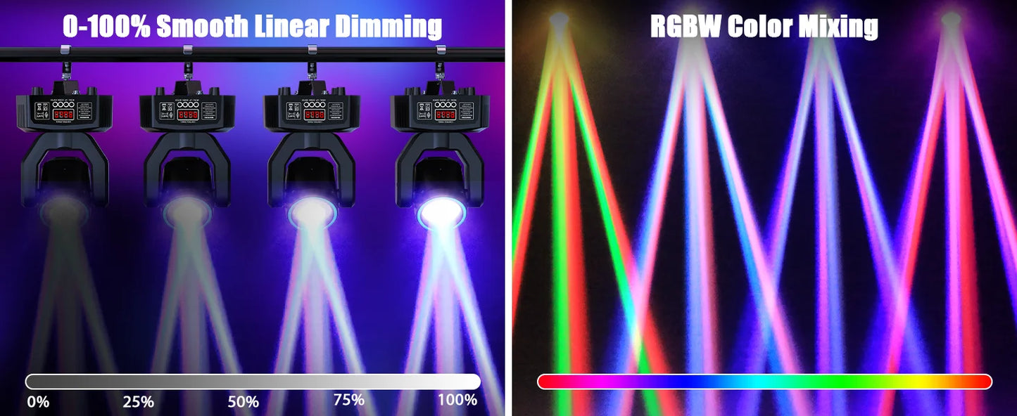 U'King Mini Moving Head Light 4in1 RGBW DMX Strobe Effect