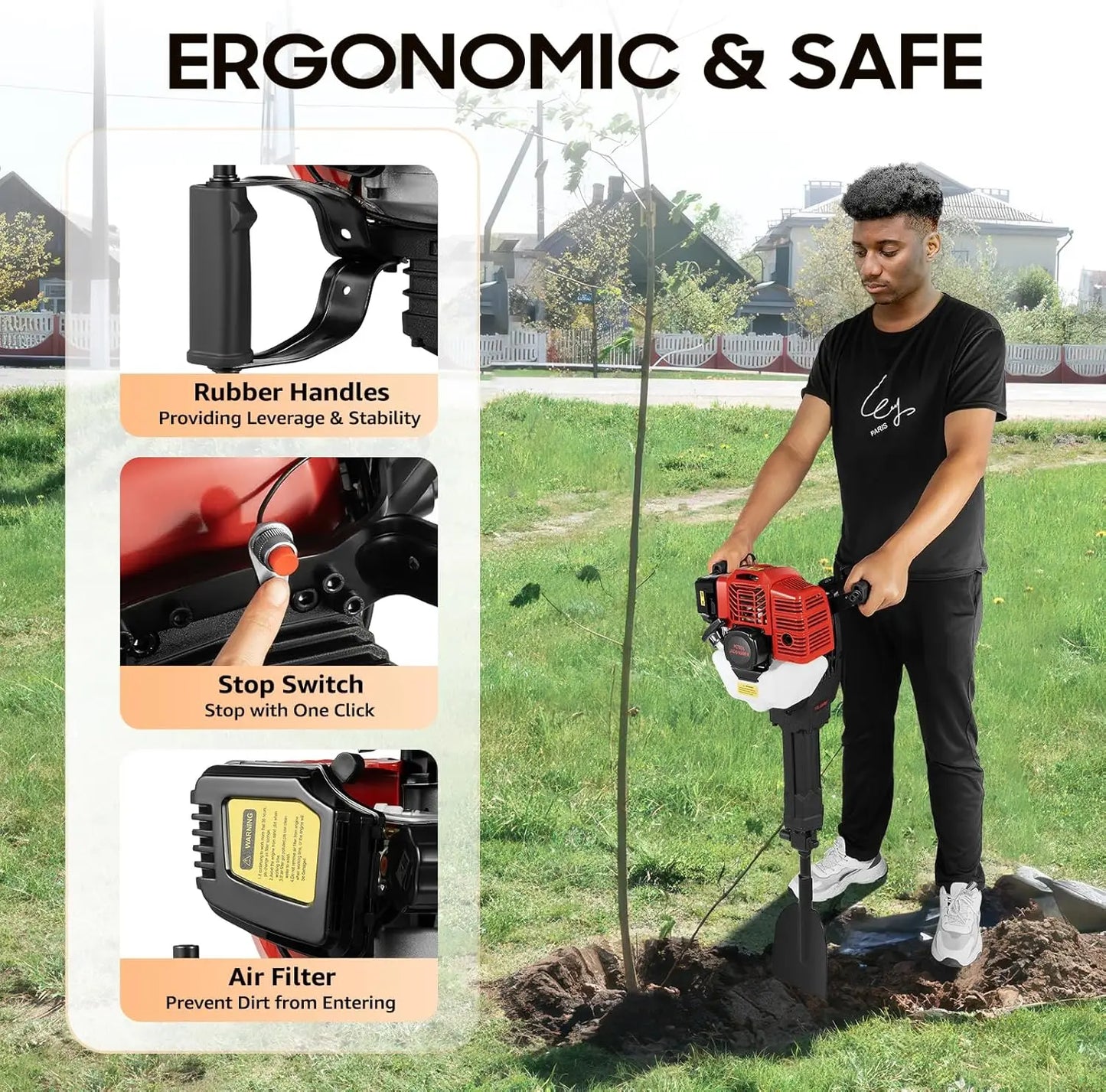 Gas Powered Garden Shovel for Digging and Tree Planting