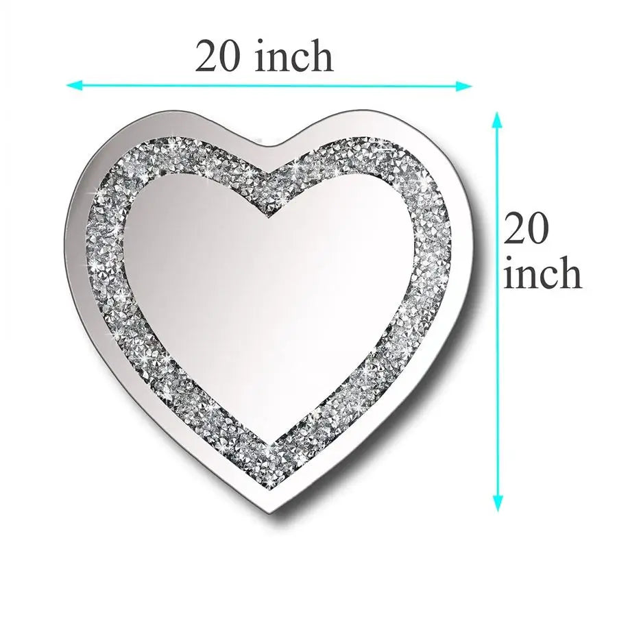 Crystal Crush Diamond Heart Shaped Silver Wall Mirror