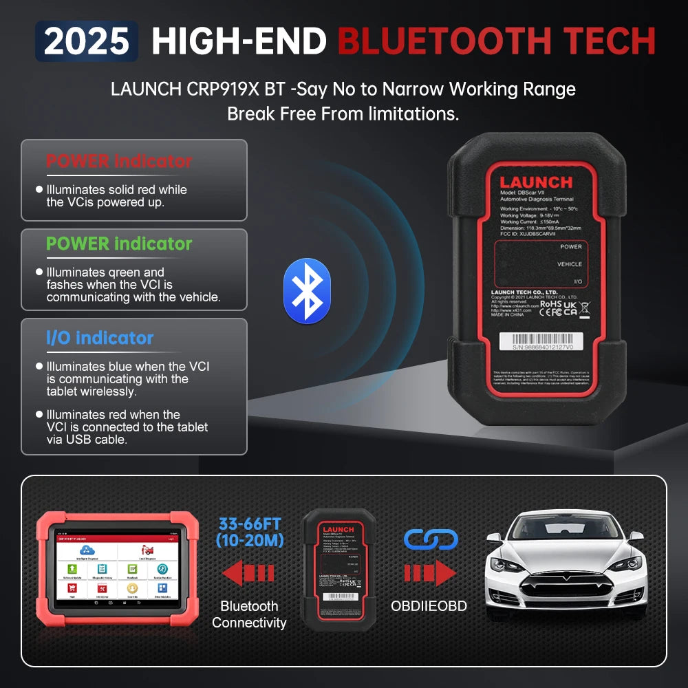 LAUNCH X431 CRP919X BT Car Diagnostic Tool OBD2 Scanner CANFD DOIP