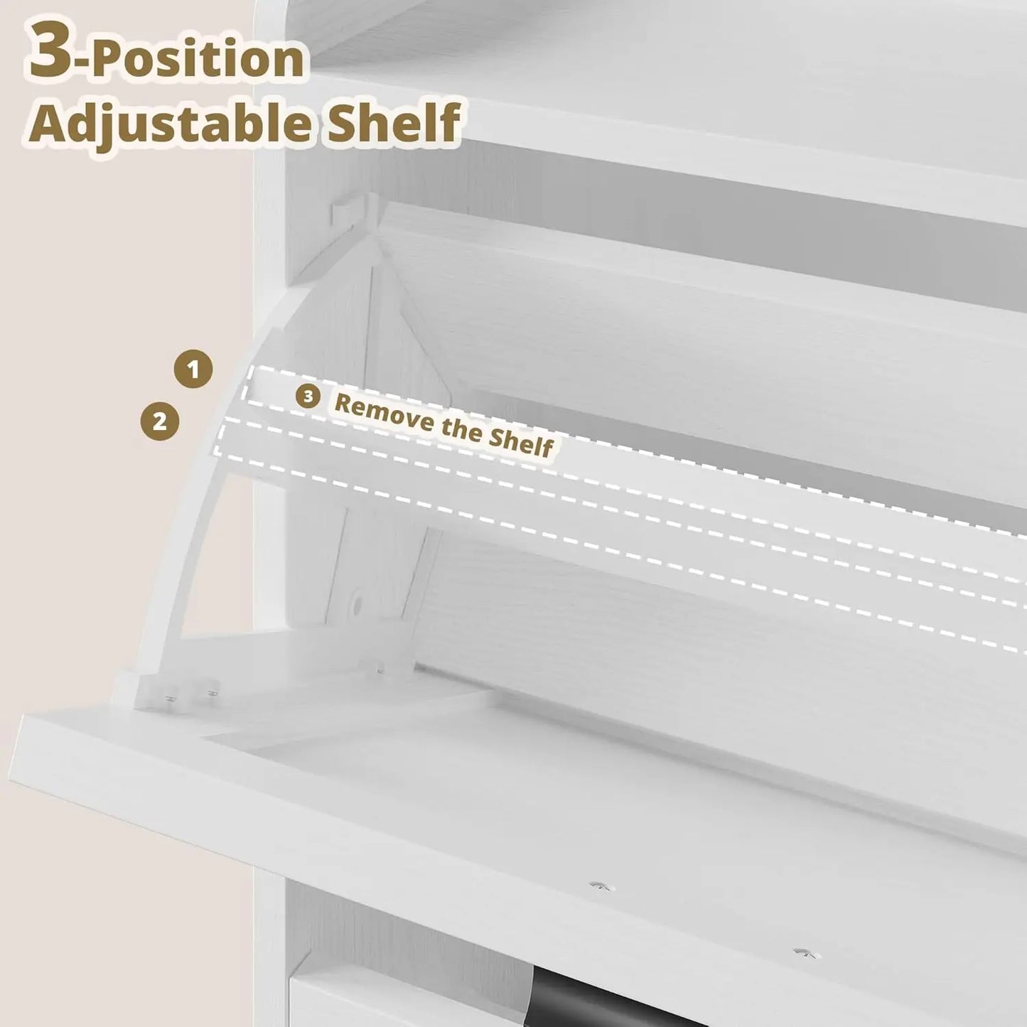 Farmhouse Shoe Storage Cabinet With 4 Flip Drawers Adjustable Shelf
