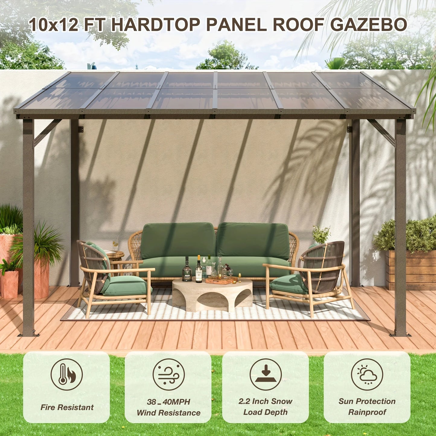 Polar Aurora All Weather Pavilion Gazebo Aluminum Frame Galvanized Roof
