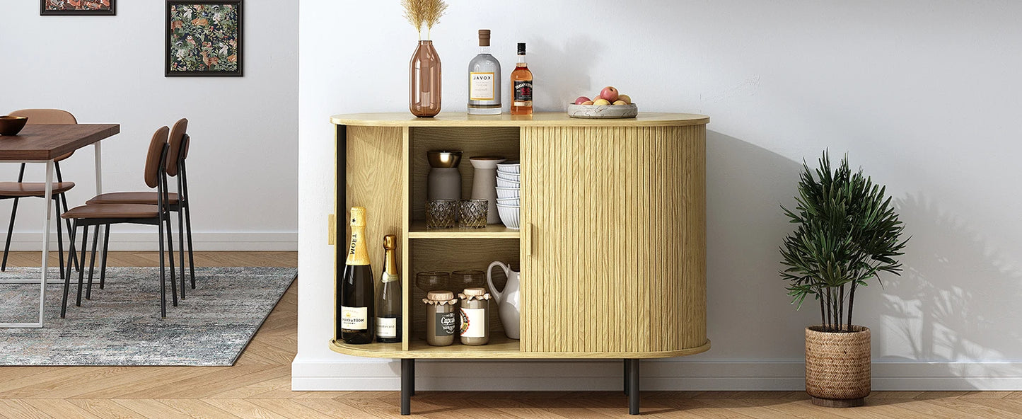 ONBRILL Modern Sideboard Buffet Cabinet With Sliding Doors And Shelves