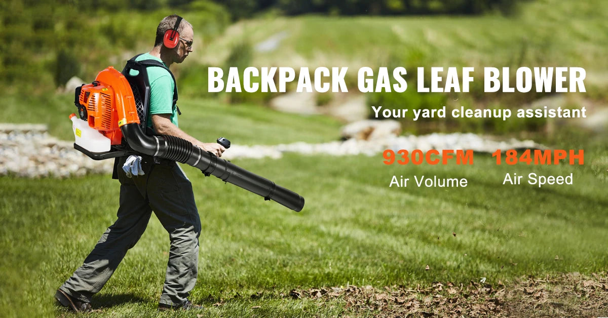 SucceBuy Backpack Gas Leaf Blower 930 CFM 184 MPH For Lawn Care
