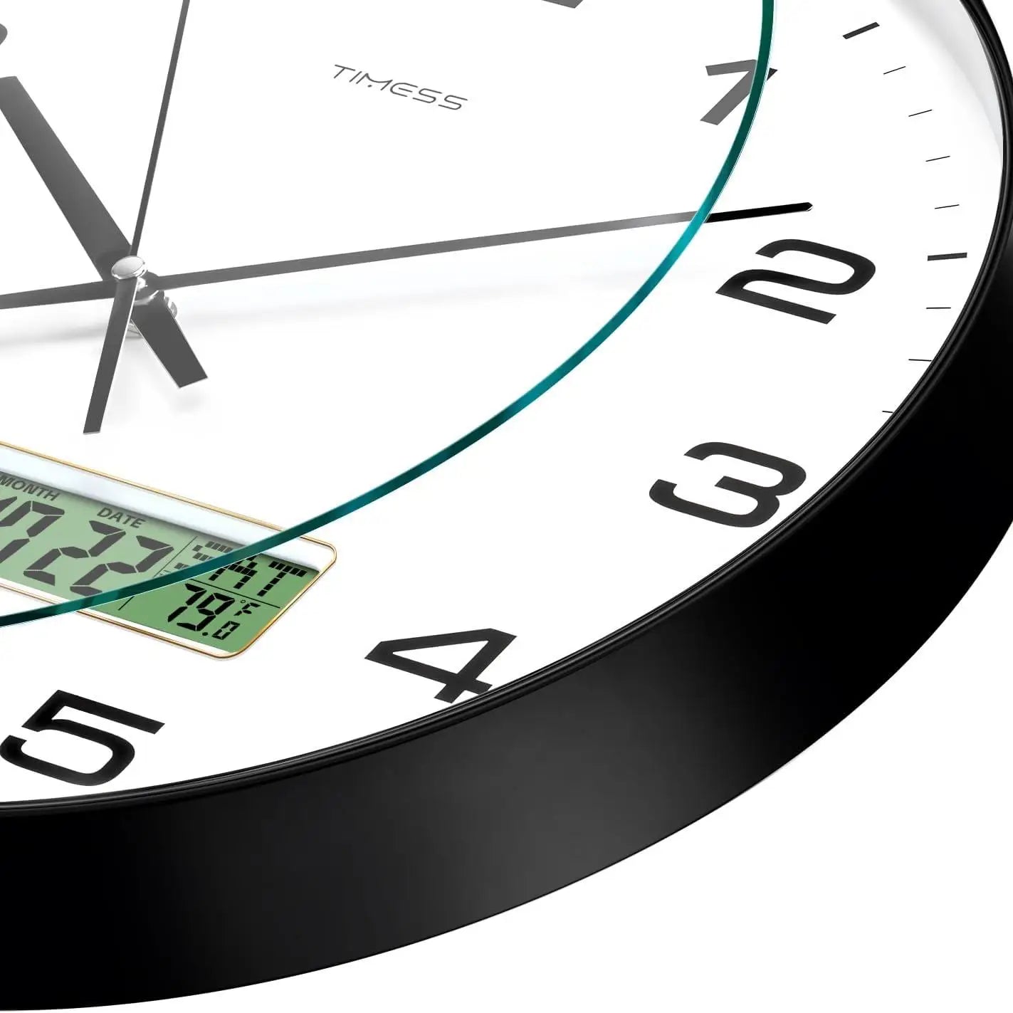 Timess Battery Operated Calendar Wall Clock With Fahrenheit Temperature Display
