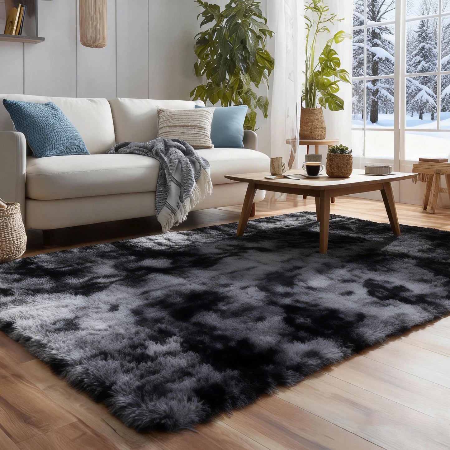 Ultra Soft Shag Area Rug For Living Room And Bedroom
