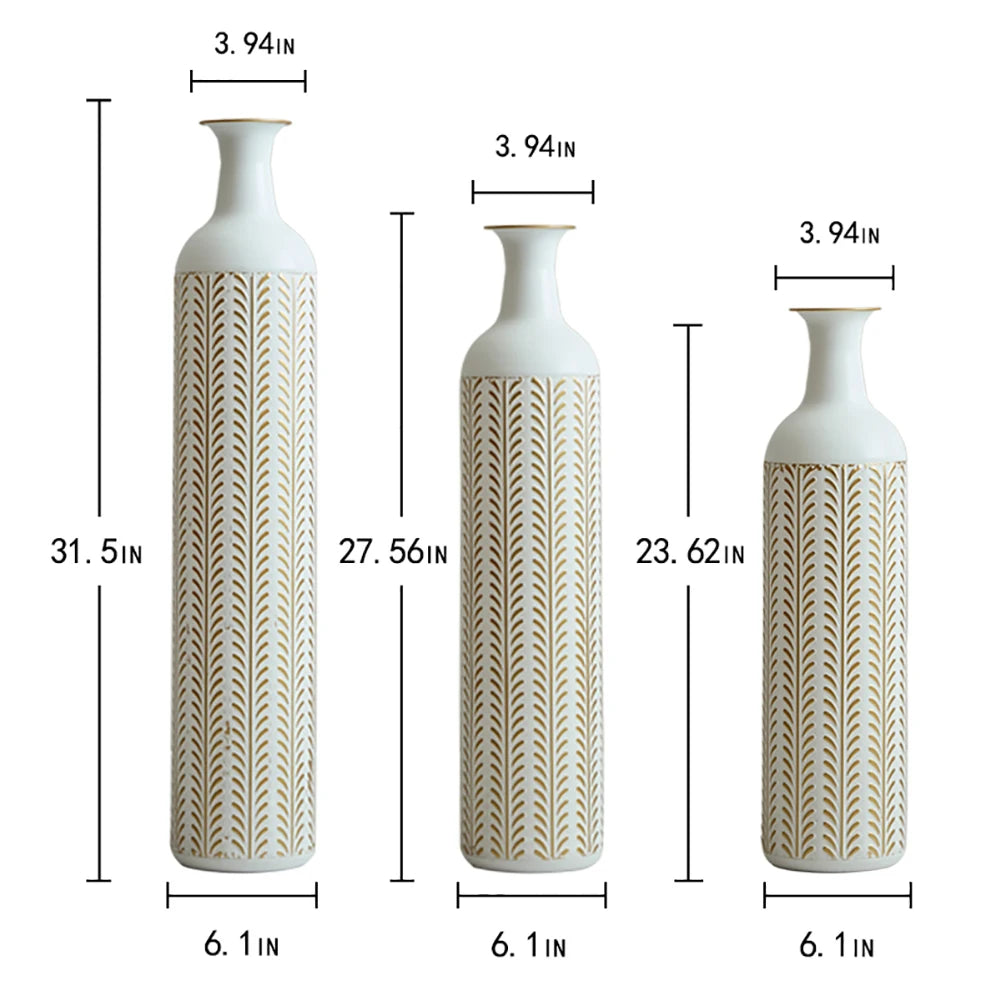 TWISTER.CK Floor Metal Vase Set Modern Drop Shaped Standing Vases