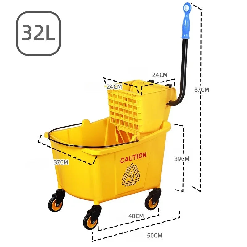 Sanitary Cleaning Kit Mop Bucket Cart With Industrial Cleaning Mop